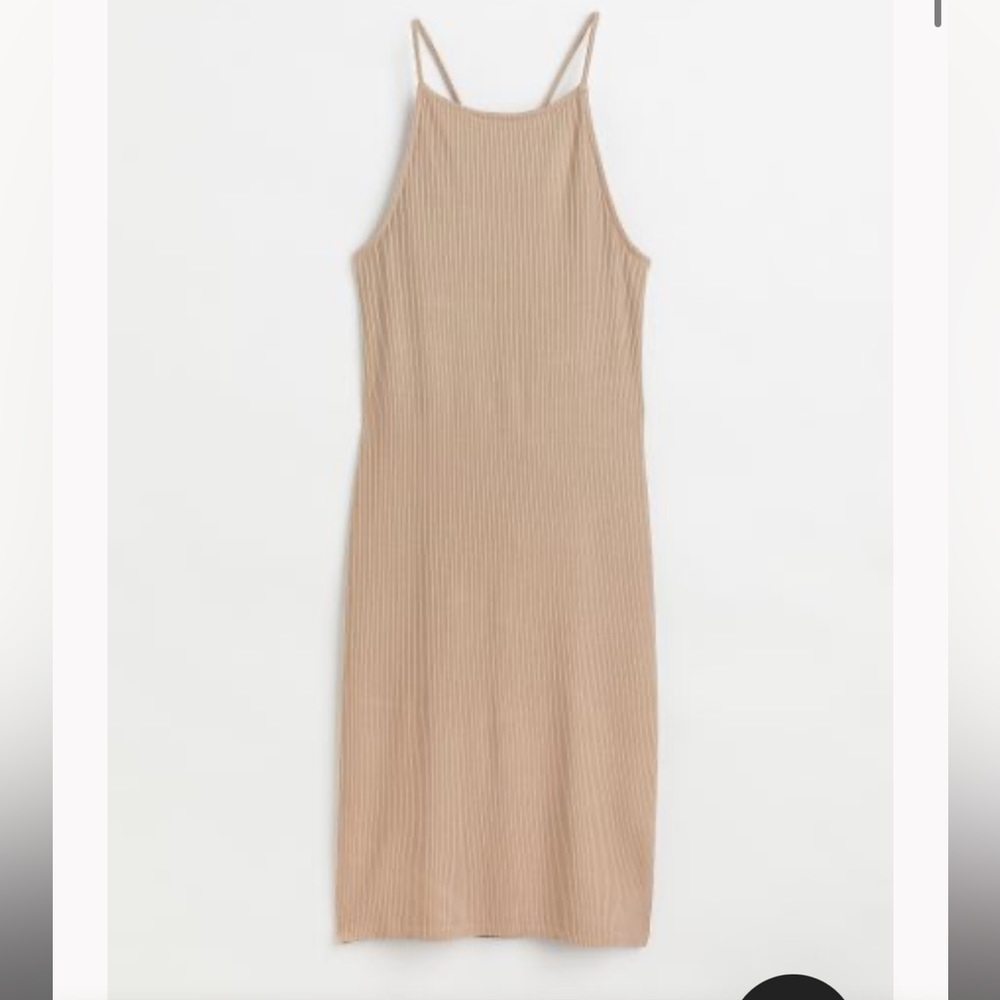 H&M ribbed nude fitted dress